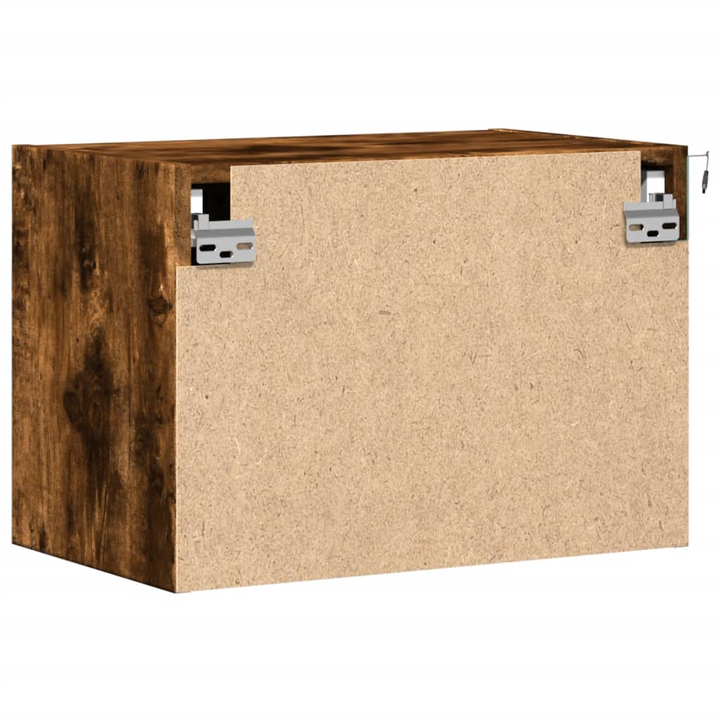 vidaXL Κομοδίνο Επιτοίχιο με Φώτα LED Καπνιστή Δρυς