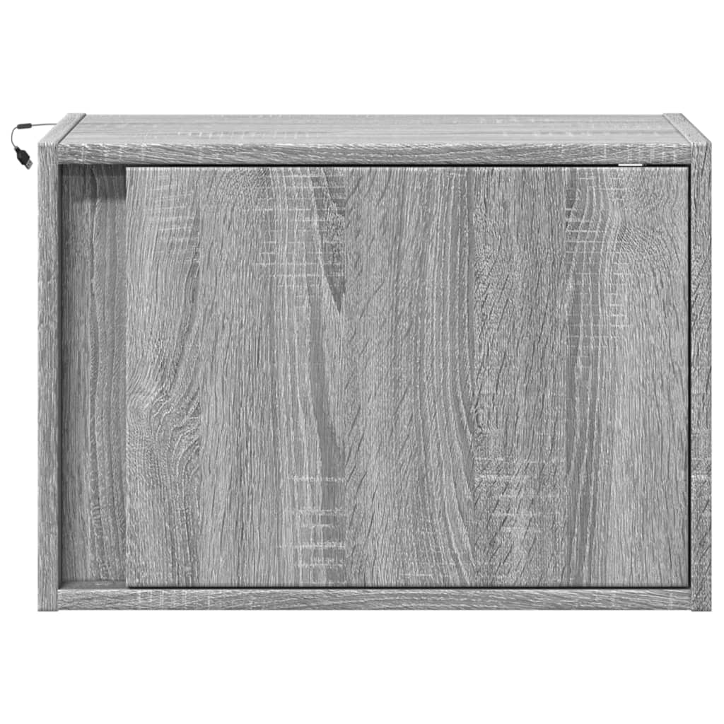 vidaXL Κομοδίνο Επιτοίχιο με Φώτα LED Γκρι Sonoma