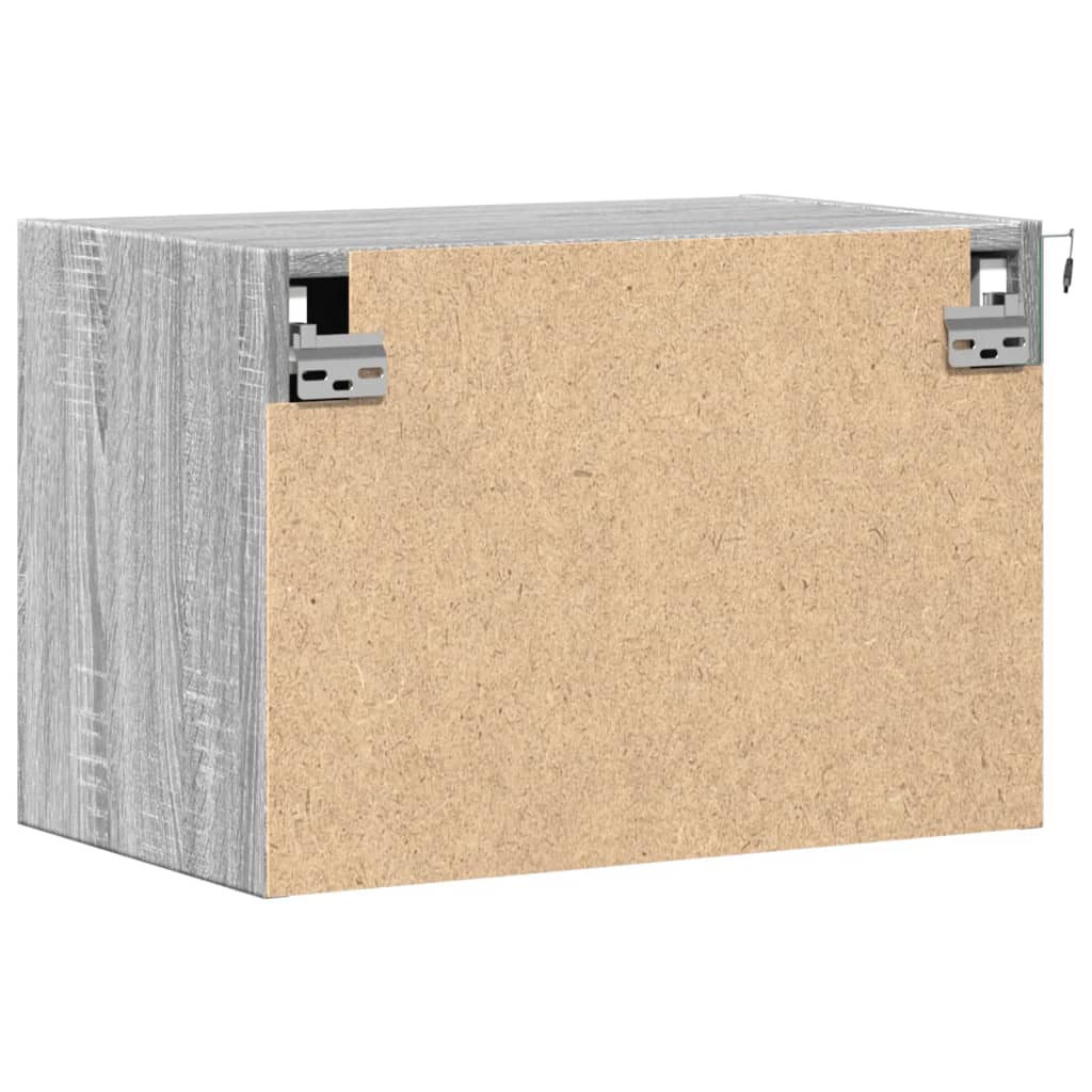 vidaXL Κομοδίνα Επιτοίχια με Φώτα LED 2 τεμ. Γκρι Sonoma