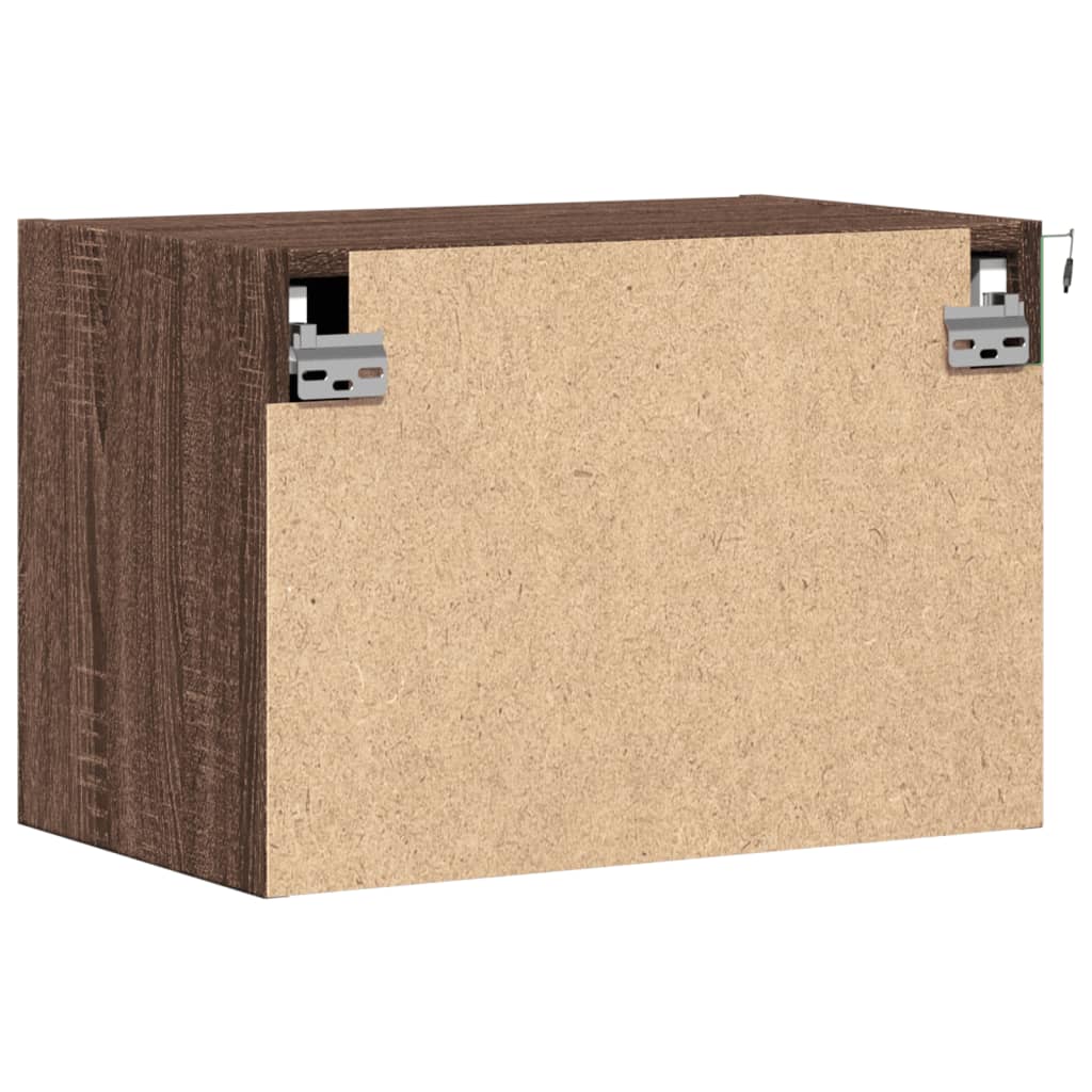 vidaXL Κομοδίνα Επιτοίχια με Φώτα LED 2 τεμ. Καφέ Δρυς