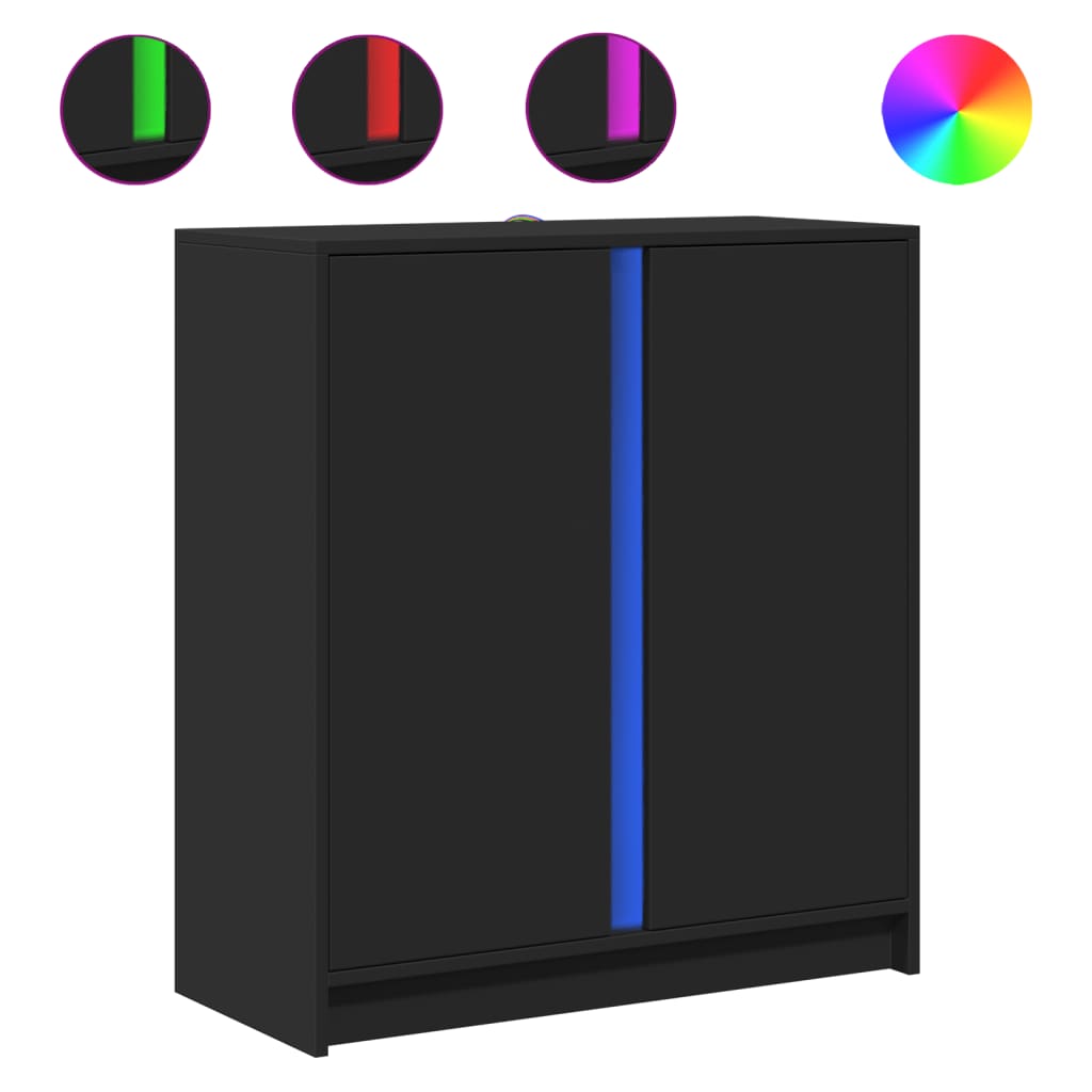 vidaXL Ντουλάπι με Φώτα LED Μαύρη 77x34x85 εκ. Επεξεργασμένο Ξύλο