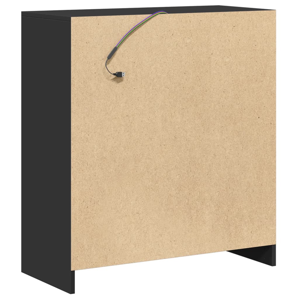 vidaXL Ντουλάπι με Φώτα LED Μαύρη 77x34x85 εκ. Επεξεργασμένο Ξύλο