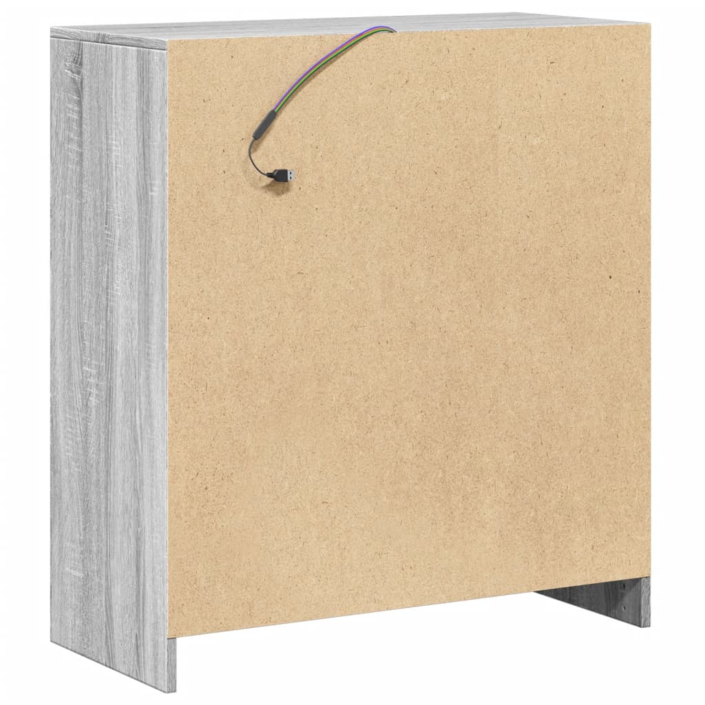 vidaXL Ντουλάπι με Φώτα LED Γκρι Sonoma 77x34x85εκ Επεξεργασμένο Ξύλο