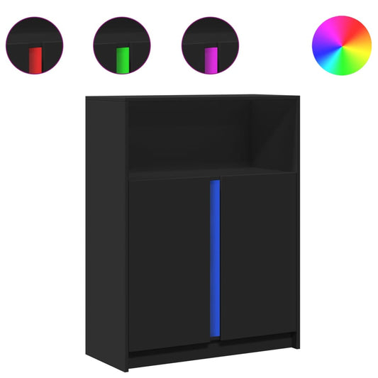 vidaXL Ντουλάπι με Φώτα LED Μαύρη 77x34x100 εκ. Επεξεργασμένο Ξύλο