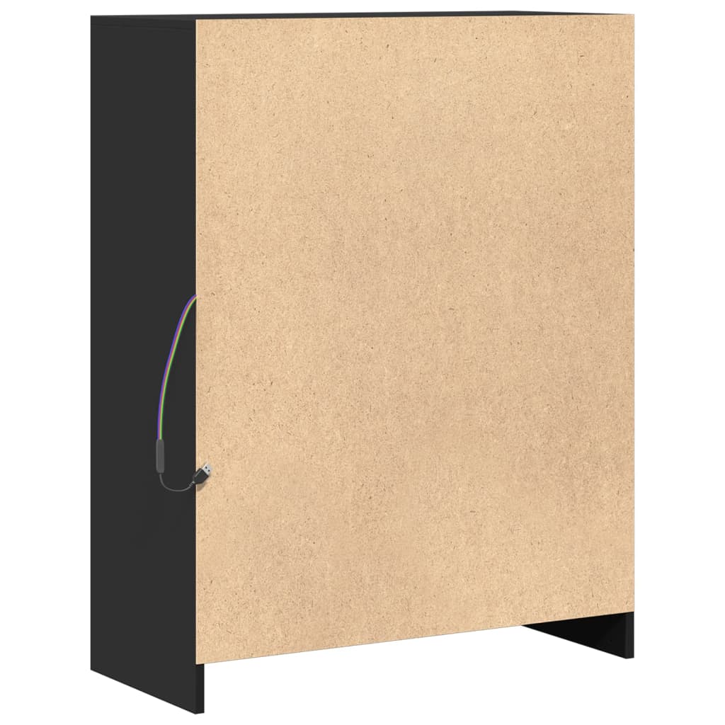 vidaXL Ντουλάπι με Φώτα LED Μαύρη 77x34x100 εκ. Επεξεργασμένο Ξύλο