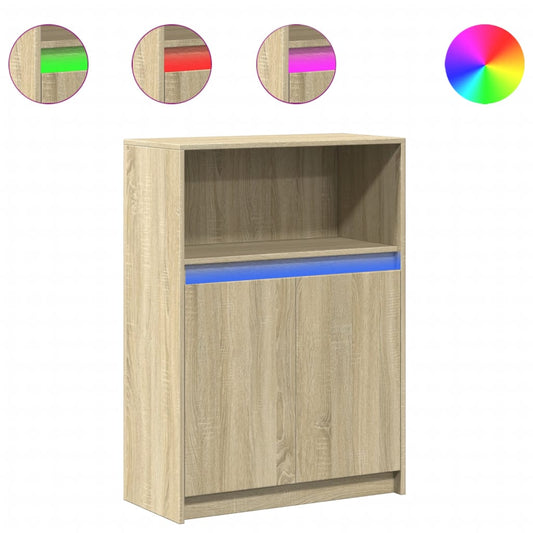 vidaXL Ντουλάπι με Φώτα LED Sonoma Δρυς 72x34x100εκ Επεξεργασμένο Ξύλο