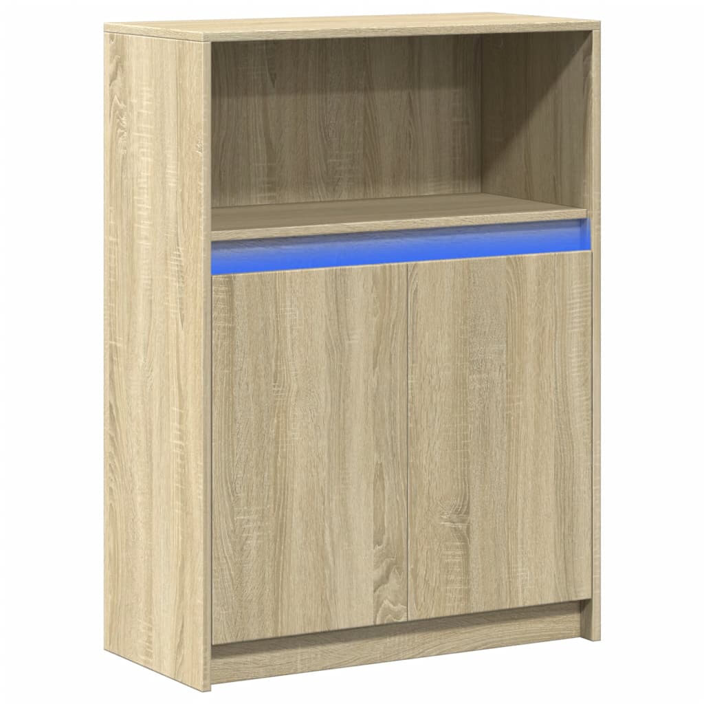 vidaXL Ντουλάπι με Φώτα LED Sonoma Δρυς 72x34x100εκ Επεξεργασμένο Ξύλο