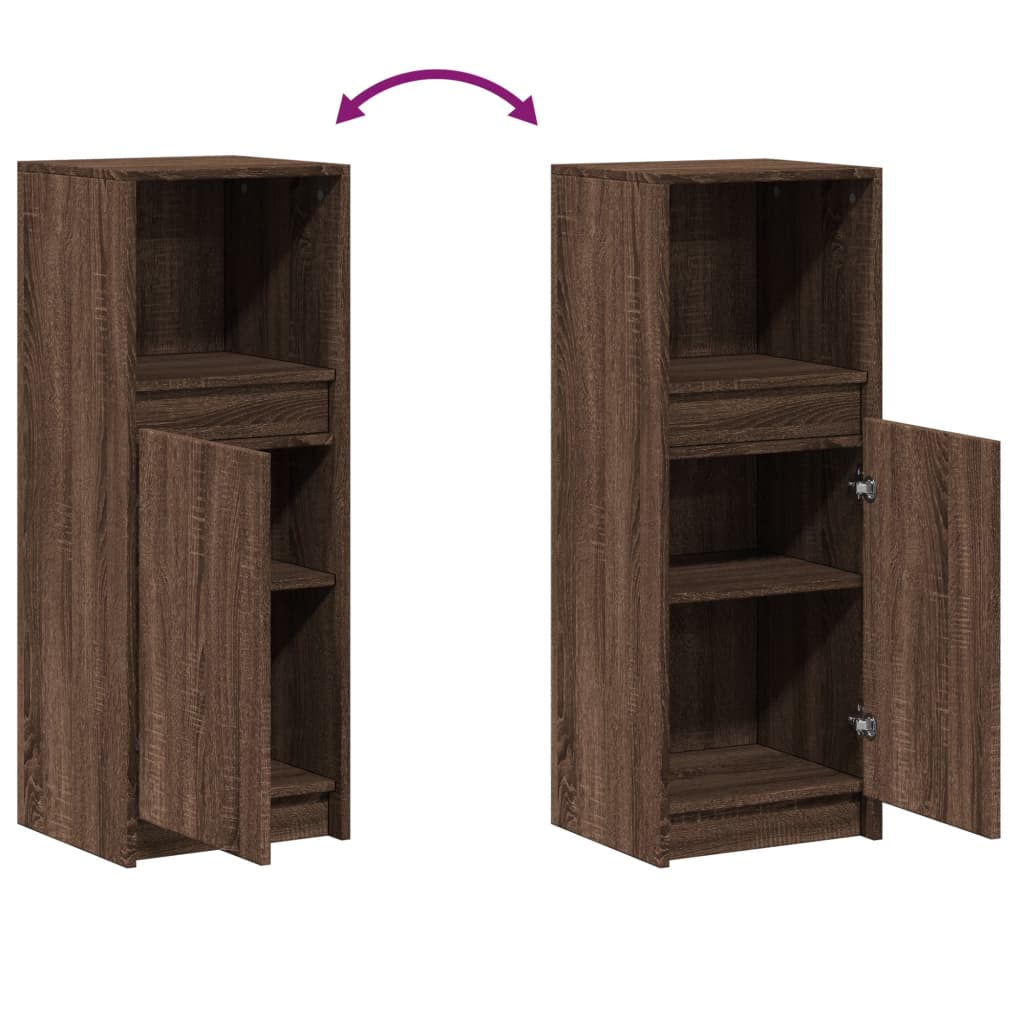 vidaXL Ντουλάπι με Φώτα LED Καφέ Δρυς 38x34x100 εκ. Επεξεργασμένο Ξύλο