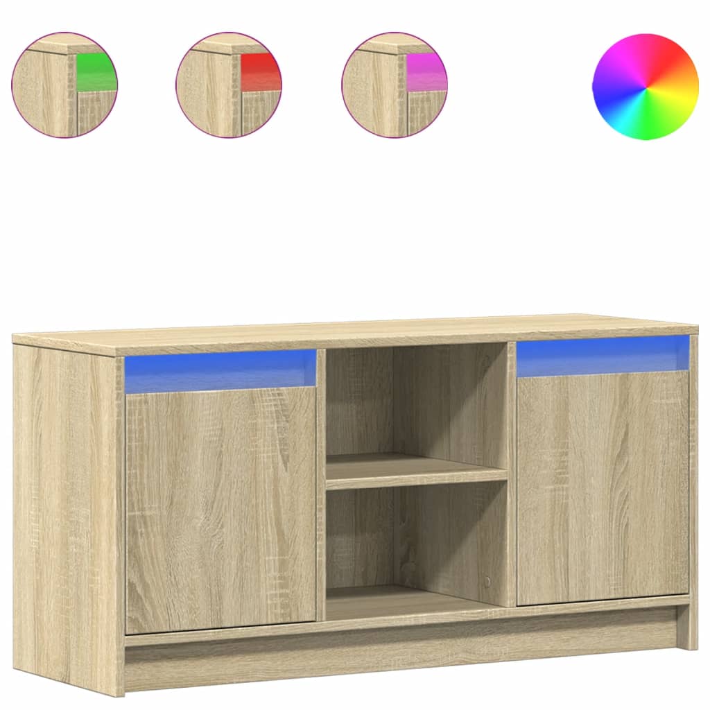 vidaXL Έπιπλο Τηλεόρασης με LED Sonoma Δρυς 100x34x50 εκ. Επεξ. Ξύλο