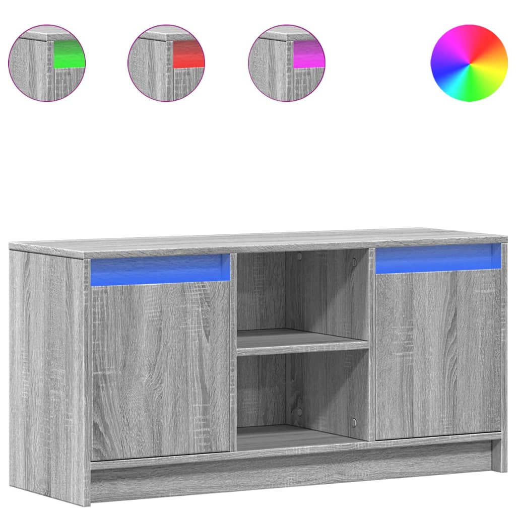 vidaXL Έπιπλο Τηλεόρασης με LED Γκρι Sonoma 100x34x50 εκ. Επεξ. Ξύλο