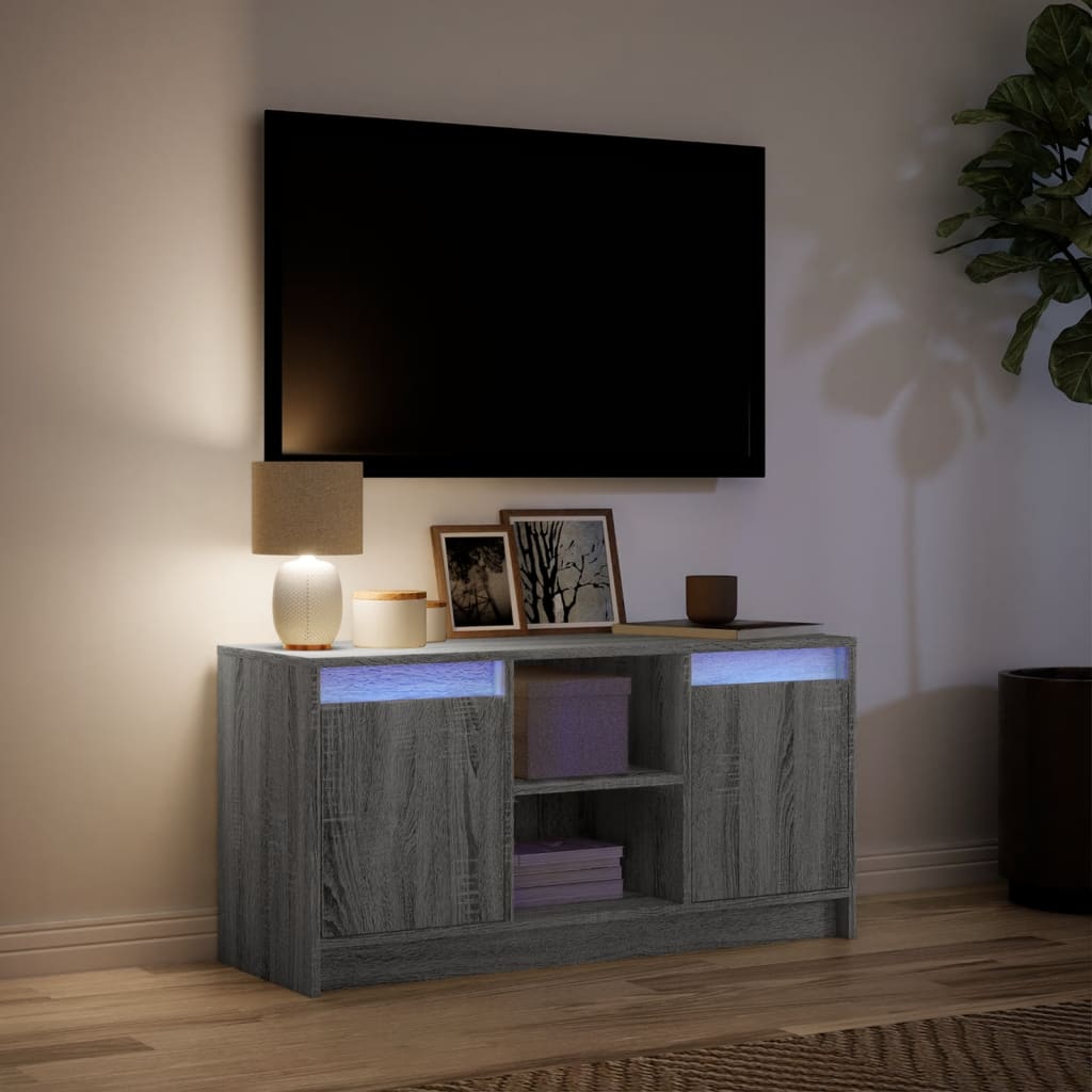 vidaXL Έπιπλο Τηλεόρασης με LED Γκρι Sonoma 100x34x50 εκ. Επεξ. Ξύλο