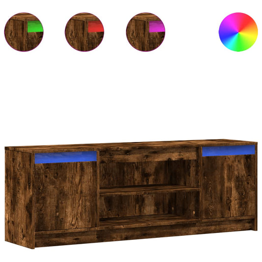 vidaXL Έπιπλο Τηλεόρασης με LED Καπνιστή Δρυς 139,5x34x50εκ Επεξ. Ξύλο