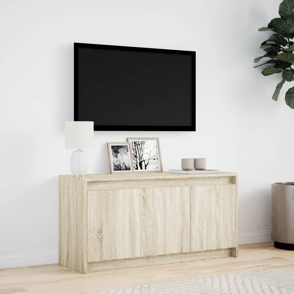 vidaXL Έπιπλο Τηλεόρασης με LED Sonoma Δρυς 100x34x50 εκ. Επεξ. Ξύλο