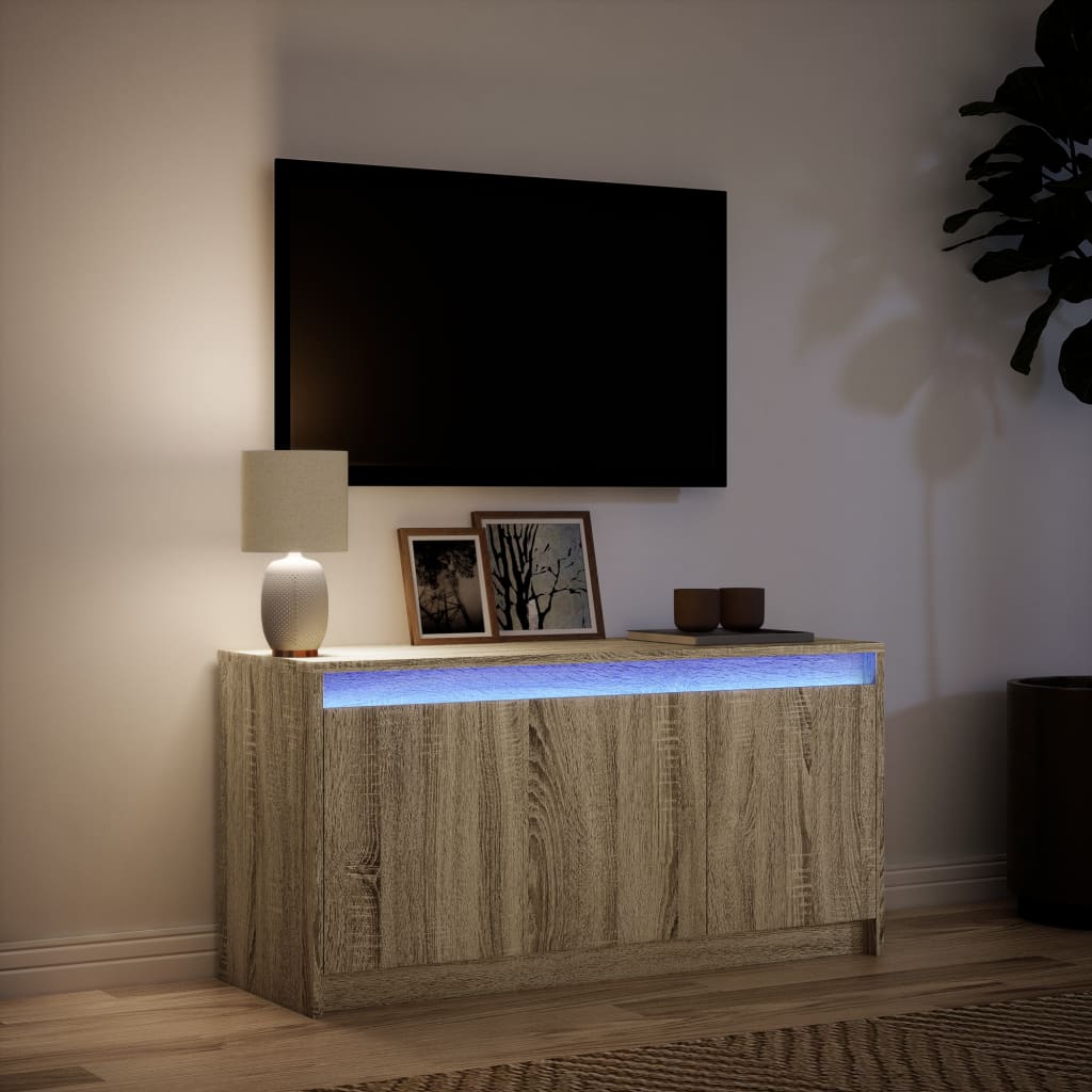 vidaXL Έπιπλο Τηλεόρασης με LED Sonoma Δρυς 100x34x50 εκ. Επεξ. Ξύλο