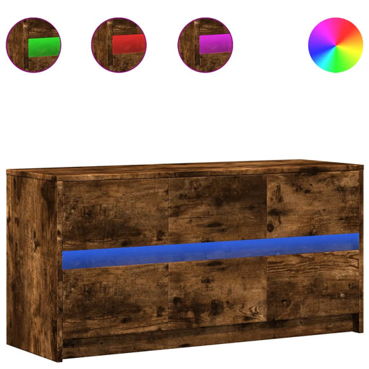 vidaXL Έπιπλο Τηλεόρασης με LED Καπνιστή Δρυς 100x34x50 εκ. Επεξ. Ξύλο