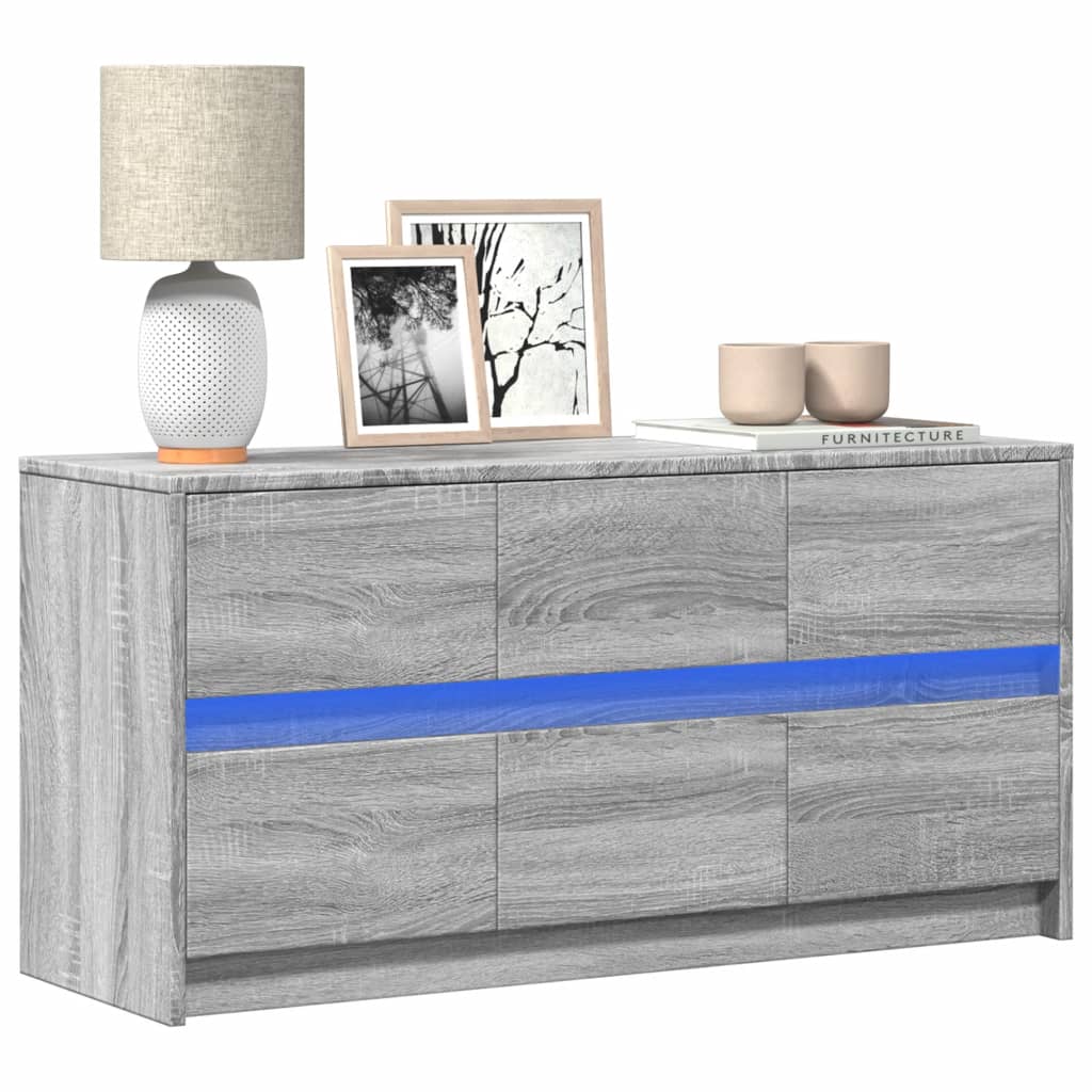 vidaXL Έπιπλο Τηλεόρασης με LED Γκρι Sonoma 100x34x50 εκ. Επεξ. Ξύλο