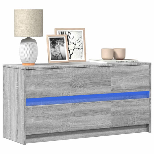 vidaXL Έπιπλο Τηλεόρασης με LED Γκρι Sonoma 100x34x50 εκ. Επεξ. Ξύλο