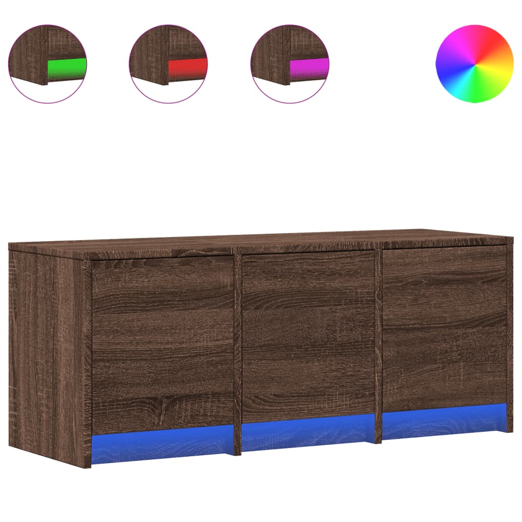 vidaXL Έπιπλο Τηλεόρασης με LED Καφέ Δρυς 97x34x40 εκ. από Επεξ. Ξύλο