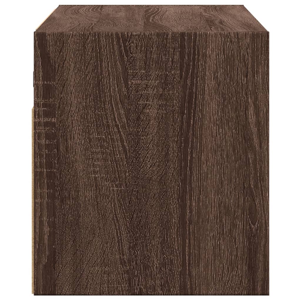 vidaXL Έπιπλο Τοίχου Τηλεόρασης με LED Καφέ Δρυς 80x31x35 εκ.