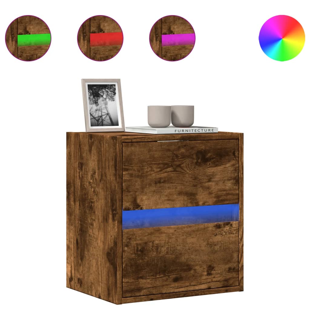 vidaXL Έπιπλο Τοίχου Τηλεόρασης με LED Καπνιστή Δρυς 41x31x45 εκ.