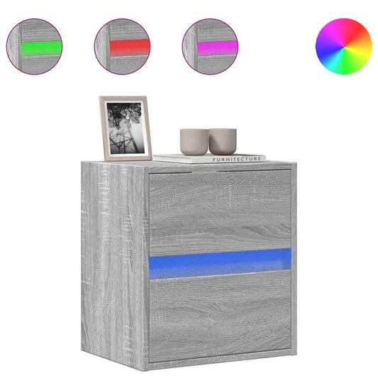 vidaXL Έπιπλο Τοίχου Τηλεόρασης με LED Γκρι Sonoma 41x31x45 εκ.