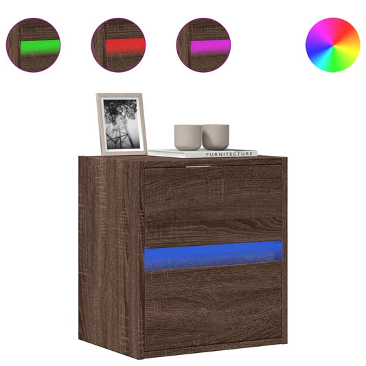 vidaXL Έπιπλο Τοίχου Τηλεόρασης με LED Καφέ Δρυς 41x31x45 εκ.