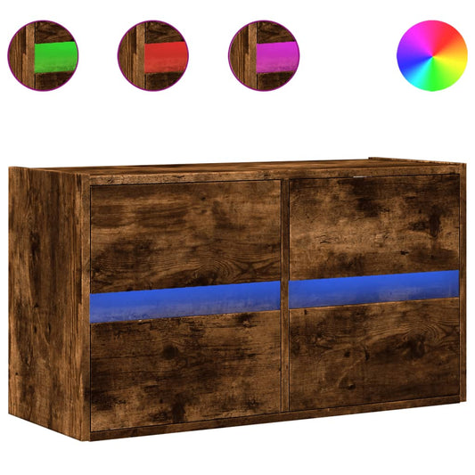 vidaXL Έπιπλο Τοίχου Τηλεόρασης με LED Καπνιστή Δρυς 80x31x45 εκ.