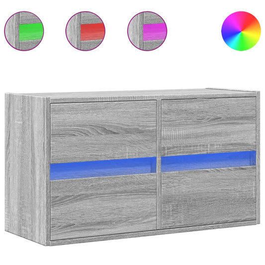 vidaXL Έπιπλο Τοίχου Τηλεόρασης με LED Γκρι Sonoma 80x31x45 εκ.