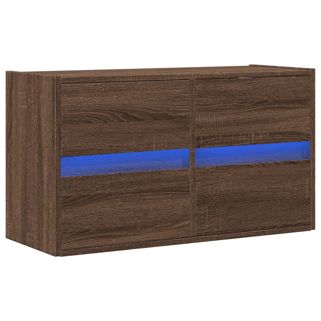 vidaXL Έπιπλο Τοίχου Τηλεόρασης με LED Καφέ Δρυς 80x31x45 εκ.