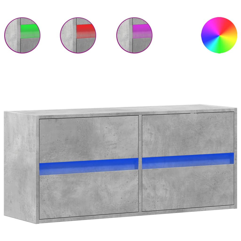 vidaXL Έπιπλο Τηλεόρασης με LED Γκρι Σκυροδέματος 100x31x45 εκ.