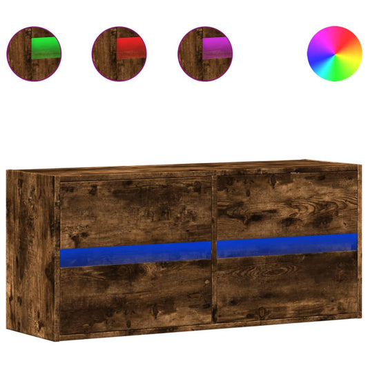 vidaXL Έπιπλο Τοίχου Τηλεόρασης με LED Καπνιστή Δρυς 100x31x45 εκ.