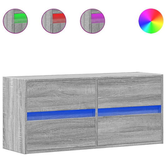 vidaXL Έπιπλο Τοίχου Τηλεόρασης με LED Γκρι Sonoma 100x31x45 εκ.