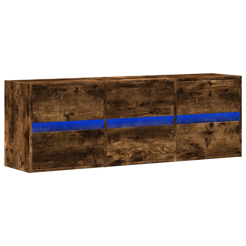 vidaXL Έπιπλο Τοίχου Τηλεόρασης με LED Καπνιστή Δρυς 130x31x45 εκ.