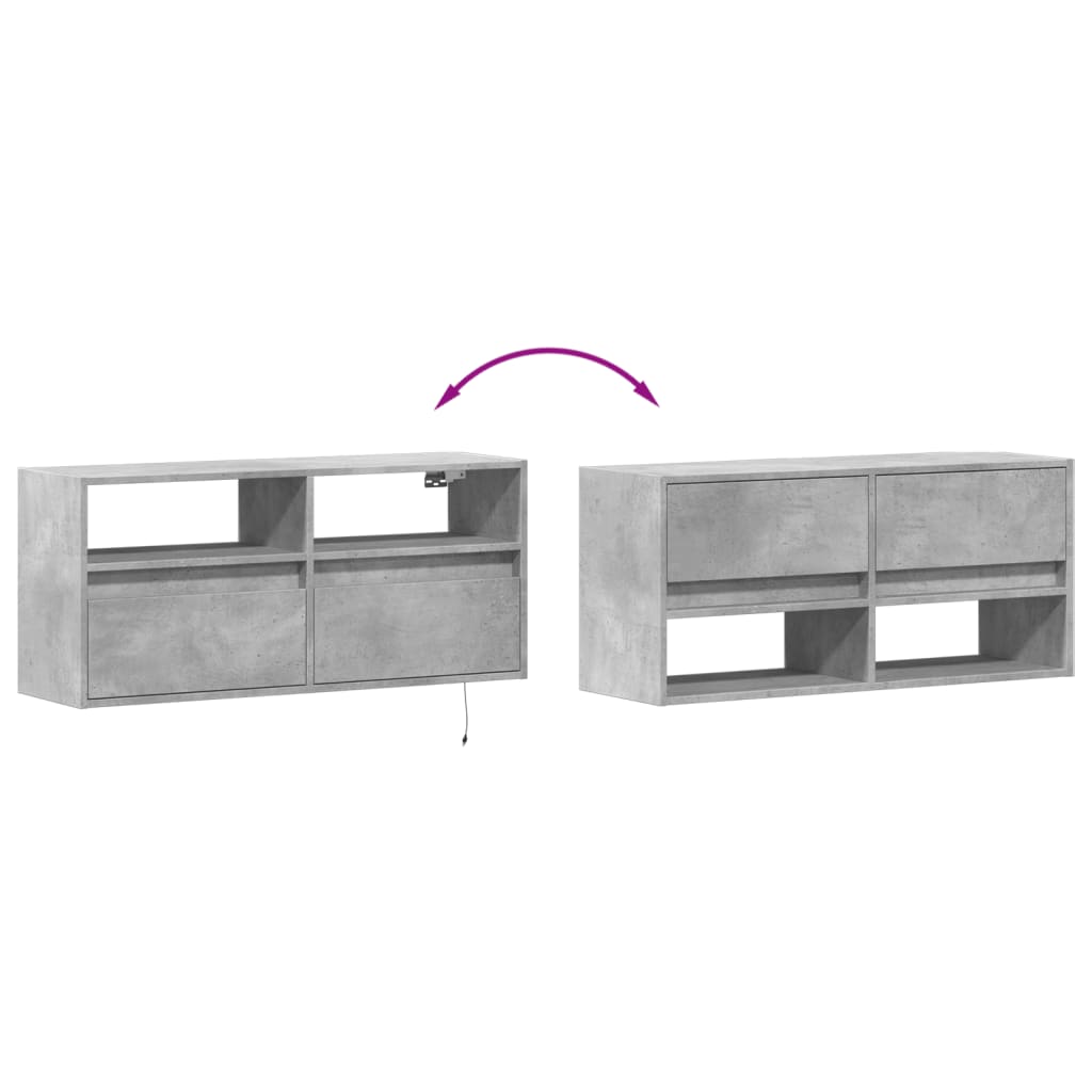 vidaXL Έπιπλο Τηλεόρασης με LED Γκρι Σκυροδέματος 100x31x45 εκ.
