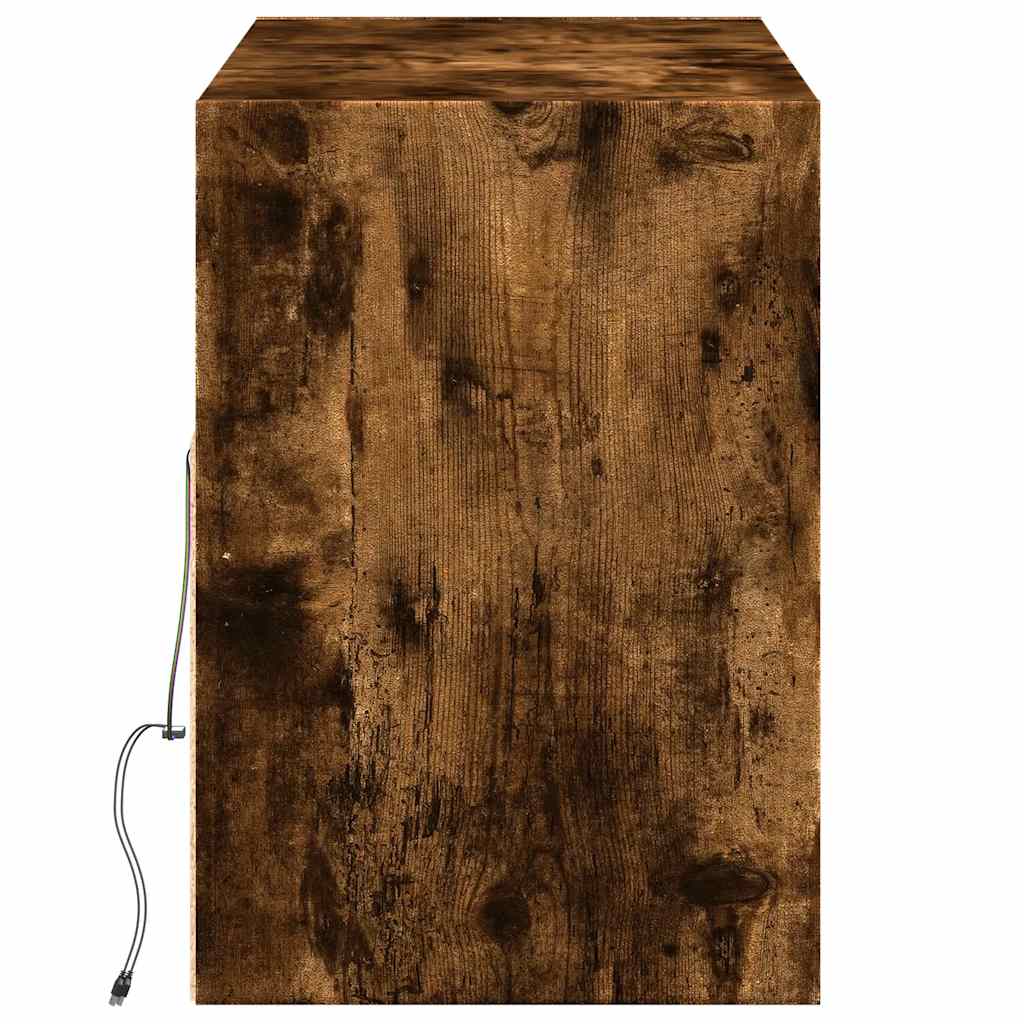 vidaXL Έπιπλο Τοίχου Τηλεόρασης με LED Καπνιστή Δρυς 130x31x45 εκ.