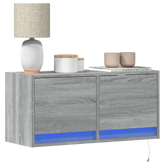 vidaXL Έπιπλο Τοίχου Τηλεόρασης με LED Γκρι Sonoma 80x31x38 εκ.
