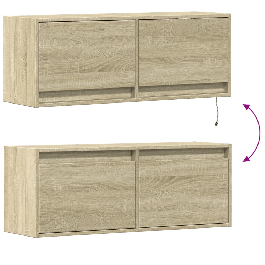 vidaXL Έπιπλο Τοίχου Τηλεόρασης με LED Sonoma Δρυς 100x31x38 εκ.