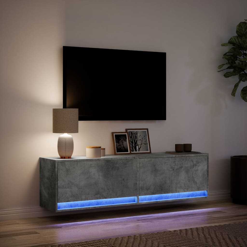 vidaXL Έπιπλο Τηλεόρασης με LED Γκρι Σκυροδέματος 140x31x38 εκ.