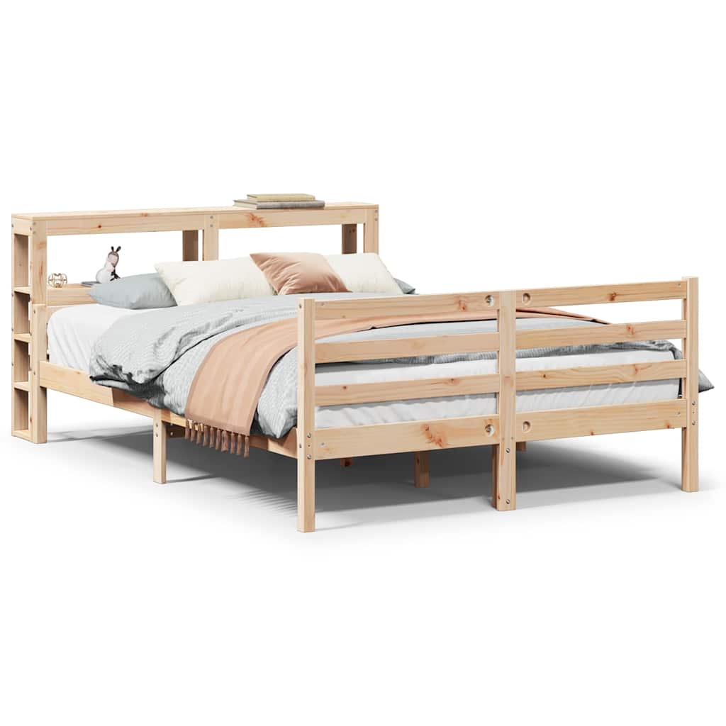 vidaXL Πλαίσιο Κρεβατιού με Κεφαλάρι 140 x 190 εκ. Μασίφ Πεύκο