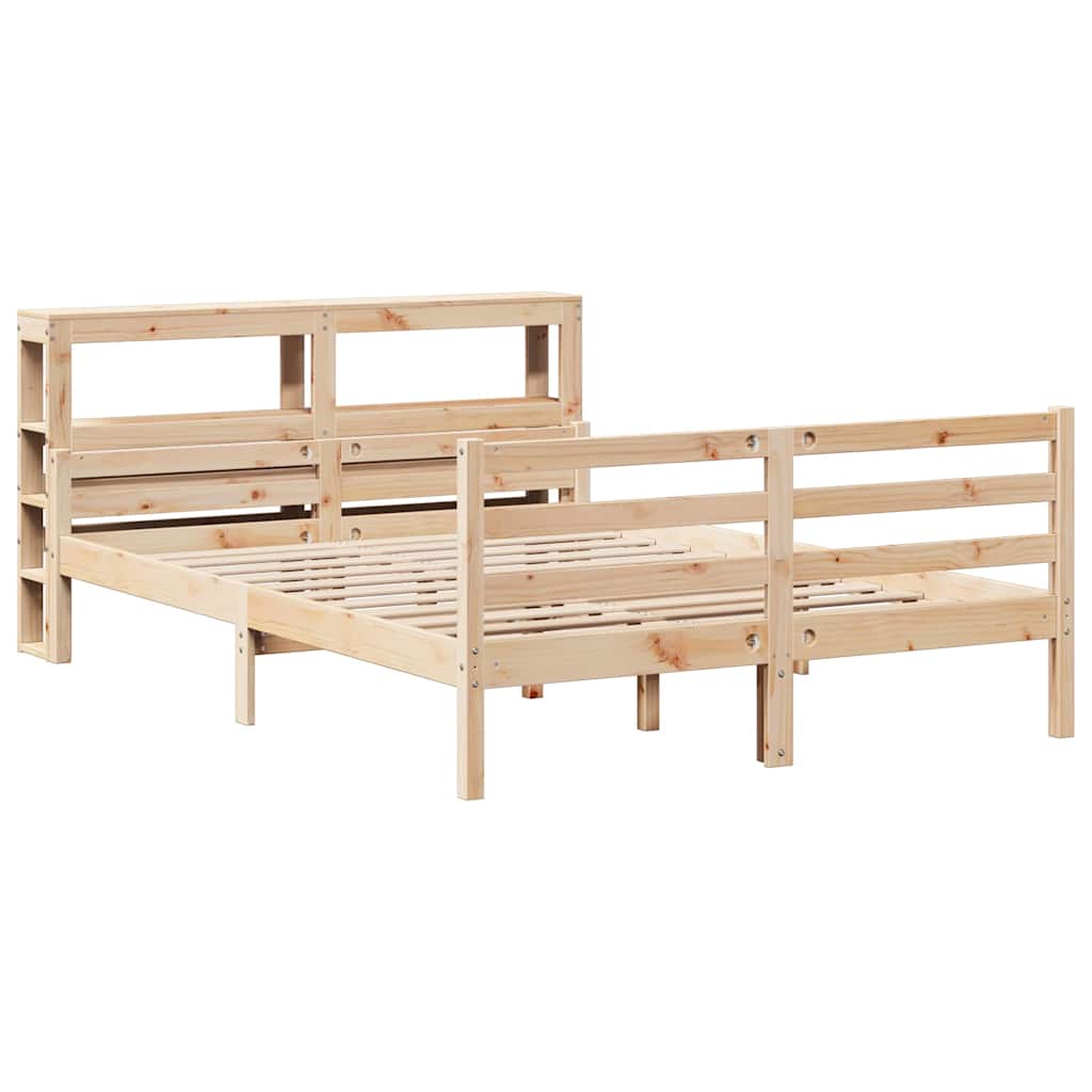 vidaXL Πλαίσιο Κρεβατιού με Κεφαλάρι 140 x 190 εκ. Μασίφ Πεύκο