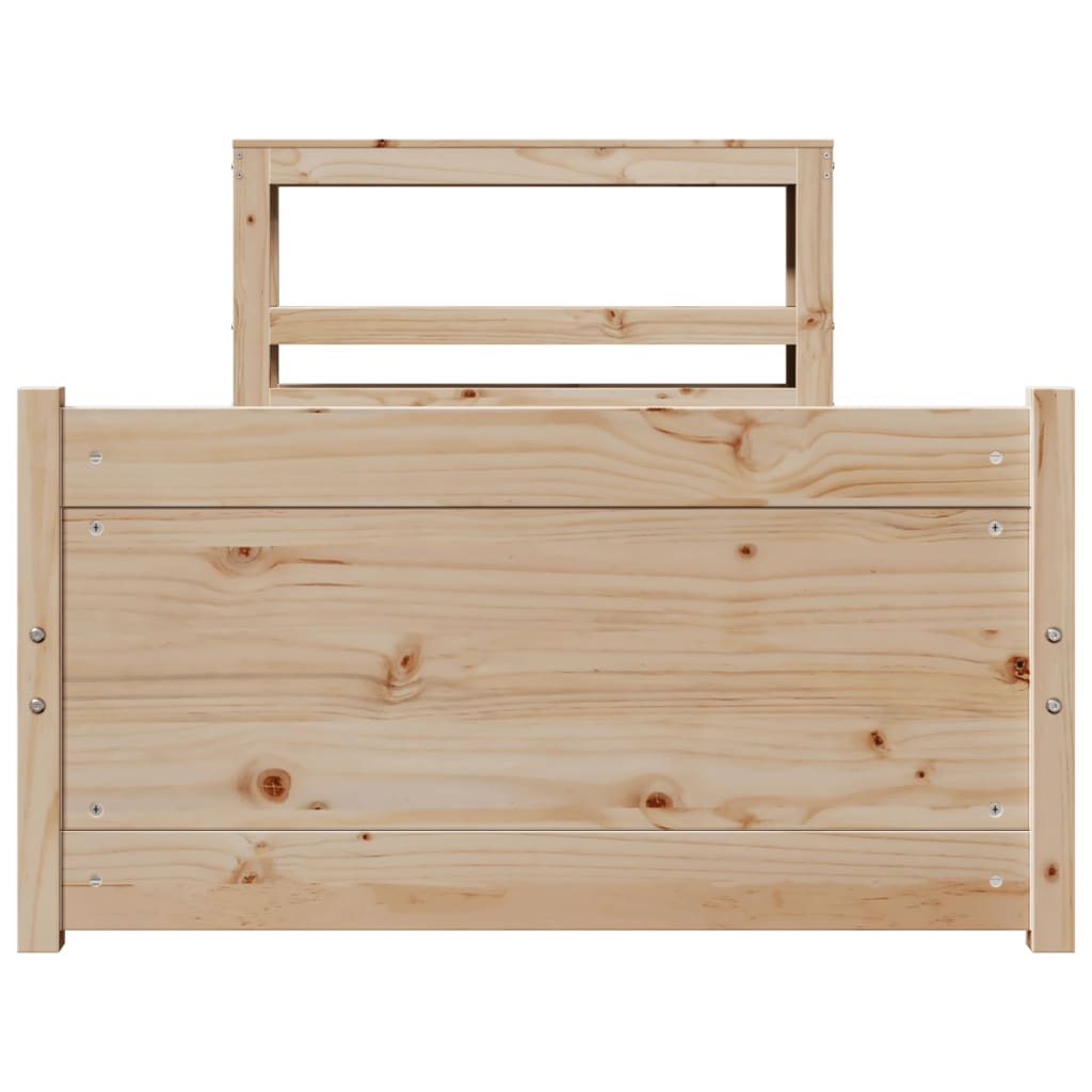 vidaXL Πλαίσιο Κρεβατιού με Κεφαλάρι 90 x 190εκ. από Μασίφ Ξύλο Πεύκου