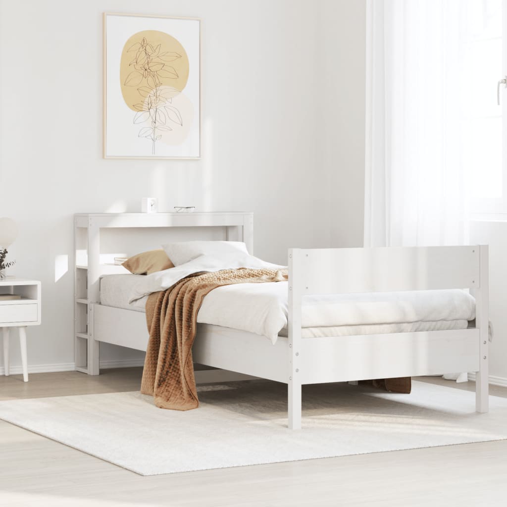 vidaXL Σκελετός Κρεβ. Χωρίς Στρώμα Λευκό 75x190 εκ Μασίφ Πεύκο