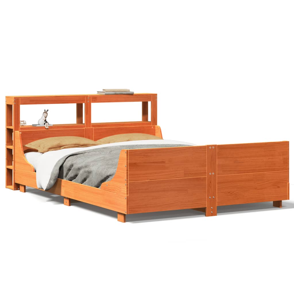 vidaXL Σκελετός Κρεβατιού Χωρίς Στρώμα Καφέ 140x200 Μασίφ Ξύλο Πεύκου