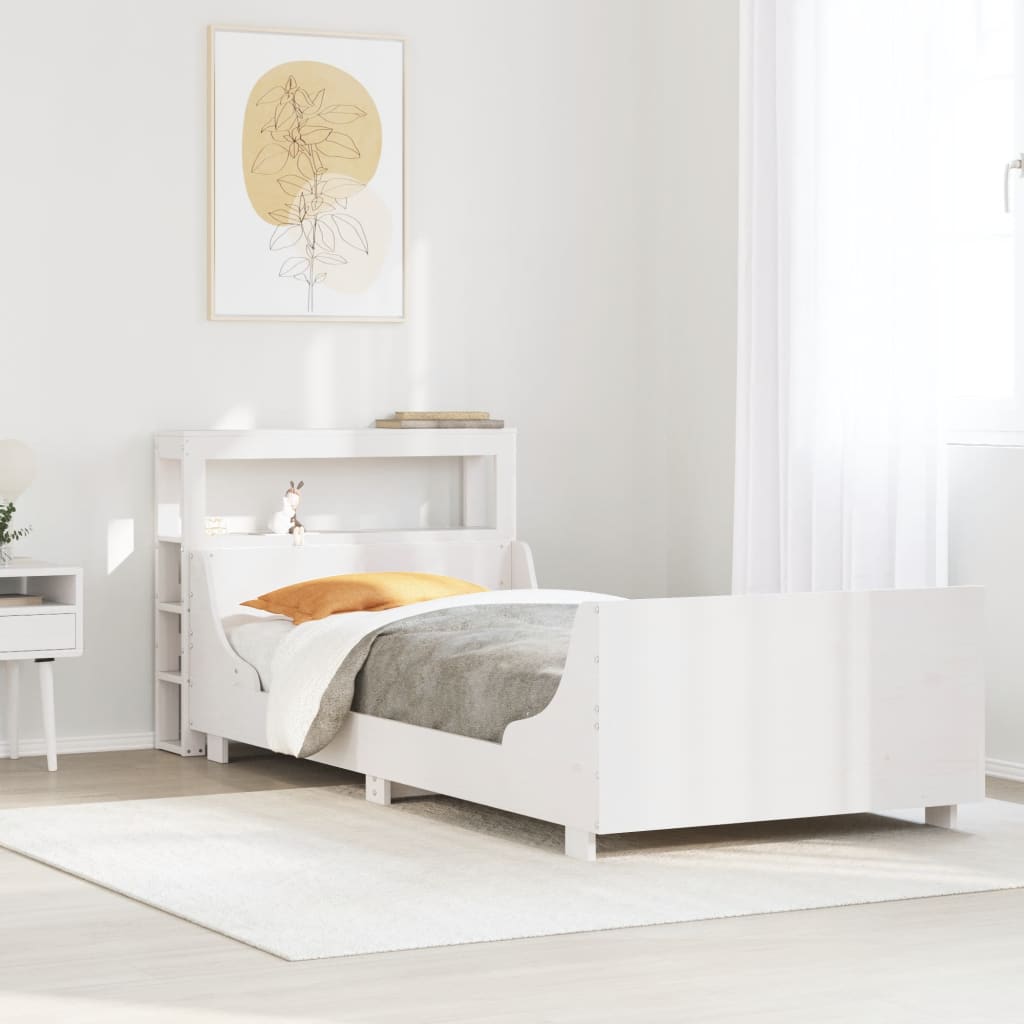 vidaXL Σκελετός Κρεβ. Χωρίς Στρώμα Λευκό 90x200 εκ Μασίφ Πεύκο
