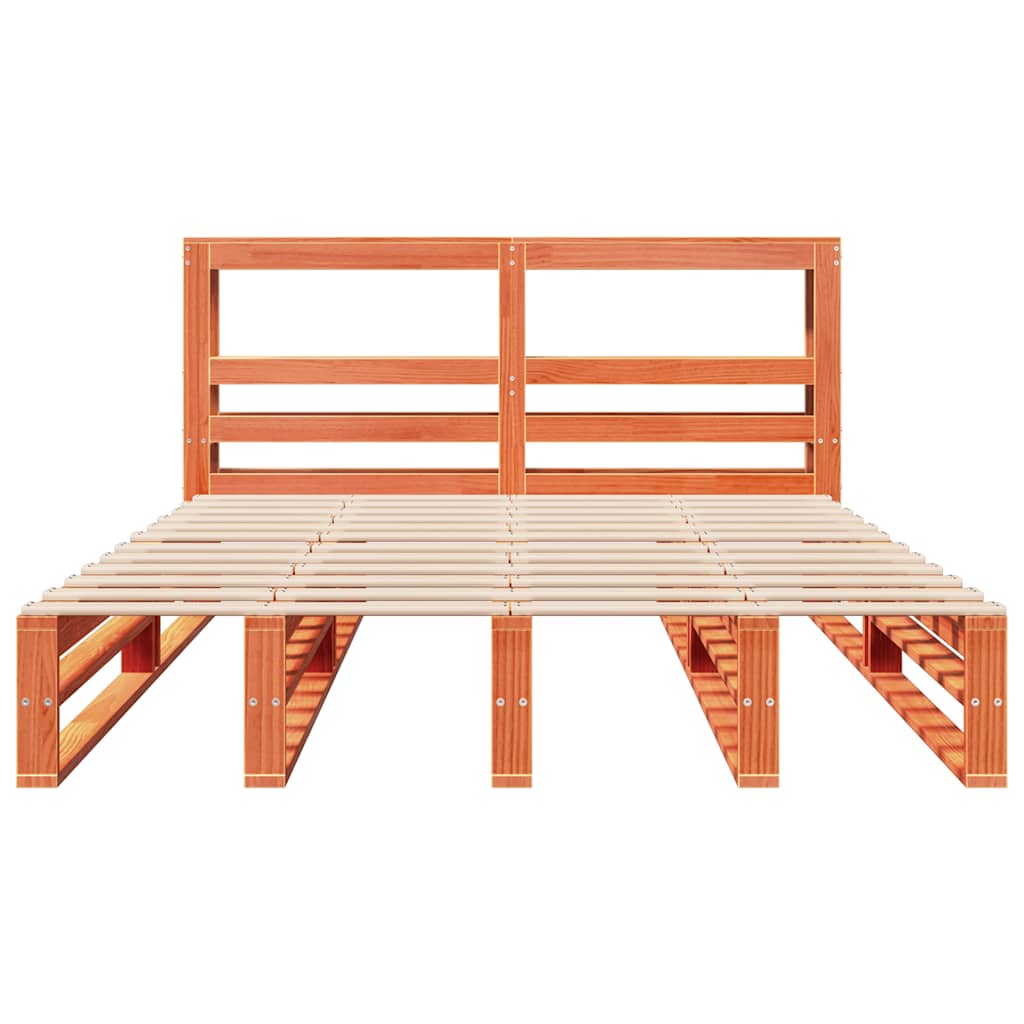 vidaXL Σκελετός Κρεβ. Χωρίς Στρώμα Καφέ Κεριού 135x190 εκ Μασίφ Πεύκο