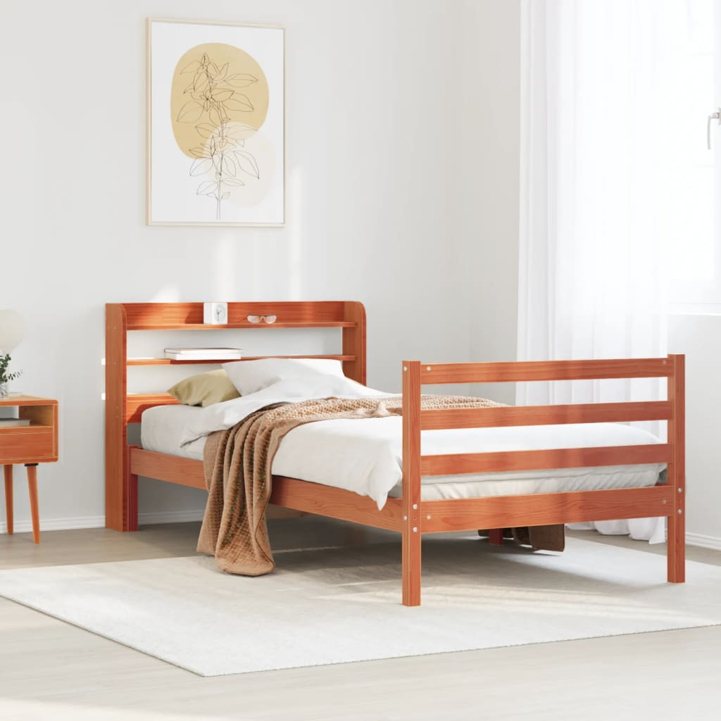vidaXL Σκελετός Κρεβ. Χωρίς Στρώμα Καφέ Κεριού 75x190 εκ Μασίφ Πεύκο
