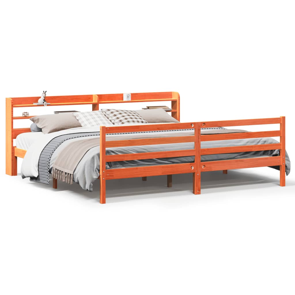 vidaXL Σκελετός Κρεβ. Χωρίς Στρώμα Καφέ Κεριού 200x200 εκ Μασίφ Πεύκο