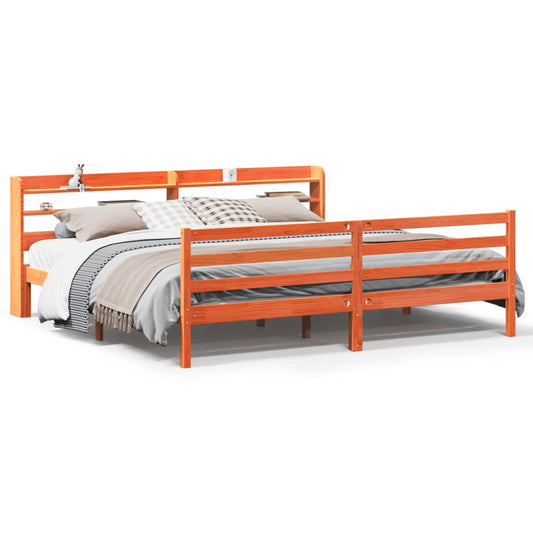 vidaXL Σκελετός Κρεβ. Χωρίς Στρώμα Καφέ Κεριού 200x200 εκ Μασίφ Πεύκο