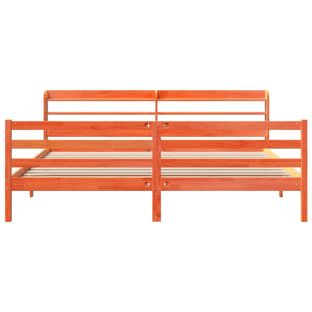 vidaXL Σκελετός Κρεβ. Χωρίς Στρώμα Καφέ Κεριού 200x200 εκ Μασίφ Πεύκο
