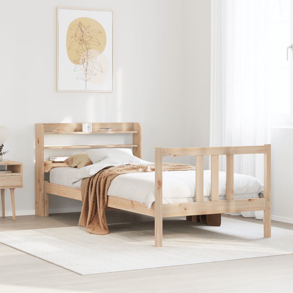 vidaXL Πλαίσιο Κρεβατιού με Κεφαλάρι 90 x 190εκ. από Μασίφ Ξύλο Πεύκου